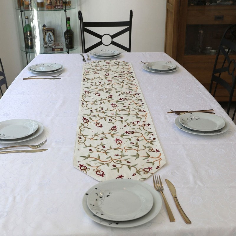 Yair Emanuel Embroidered Pomegranates Runner (Choice of Colors)